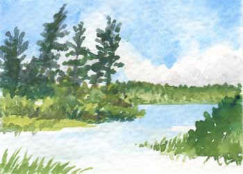 "Allequash Lake" by Helen Klebesadel, Madison WI - Watercolor